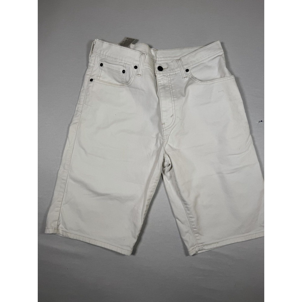 Levis 569 Shorts Mens 32 White Denim Relaxed Fit Bermuda 5 Pocket Zip Fly Casual